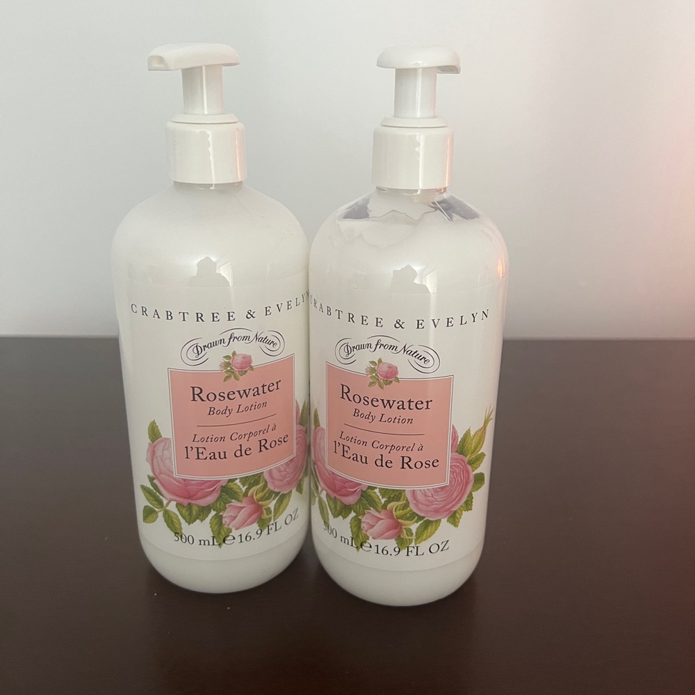 2* Crabtree Evelyn Rosewater Body Lotion 500ml/16.9oz.